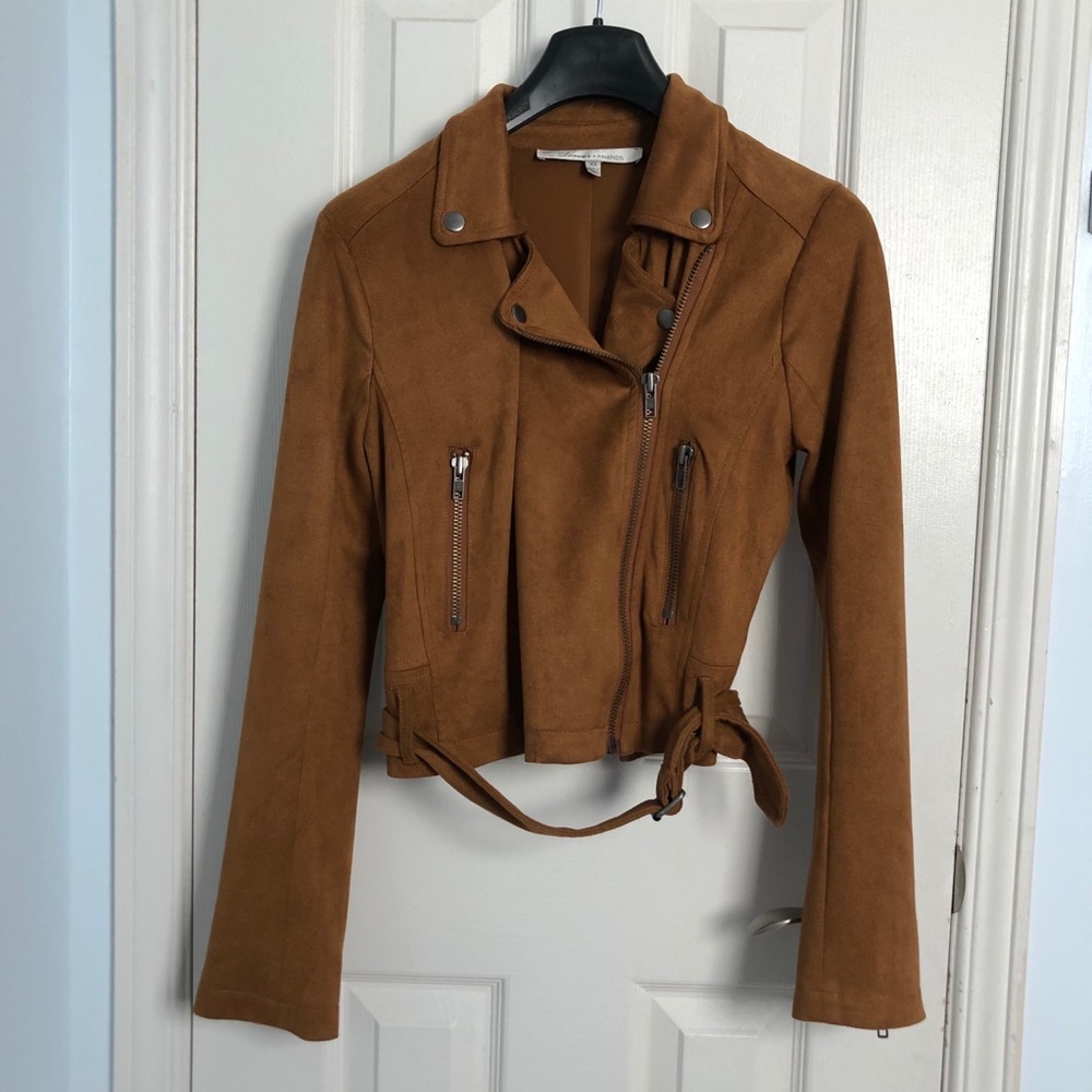 LOVERS & FRIENDS Faux Suede Brown Moto Jacket